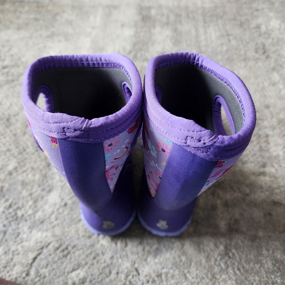 Bogs Durham Youth Size 2 Rain Boots Unicorn Waterproof Purple Kids - Picture 5 of 9